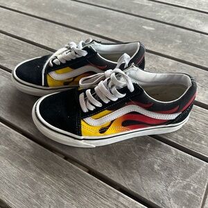 Vans Black and Yellow Flame Sneakers